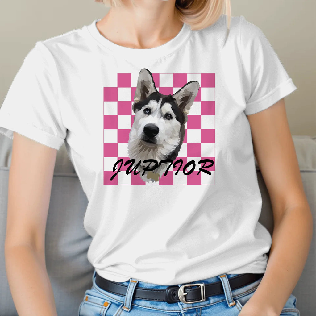 Personalized Checkered Pet Photo Tee Shirt