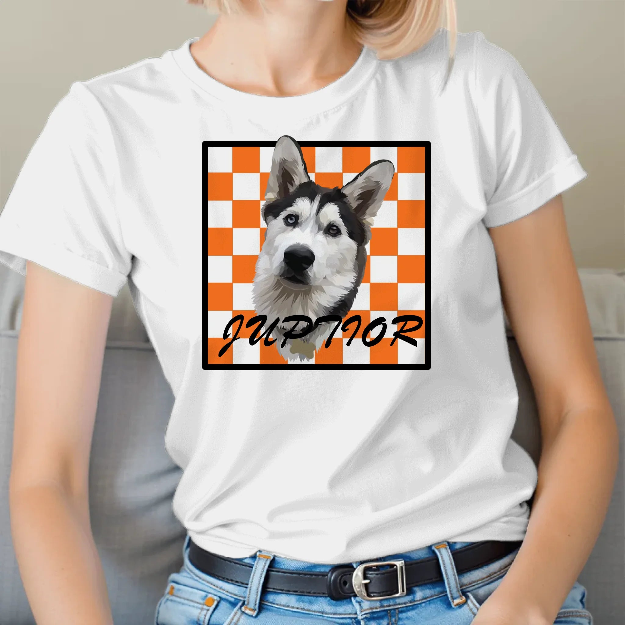 Personalized Checkered Pet Photo Tee Shirt