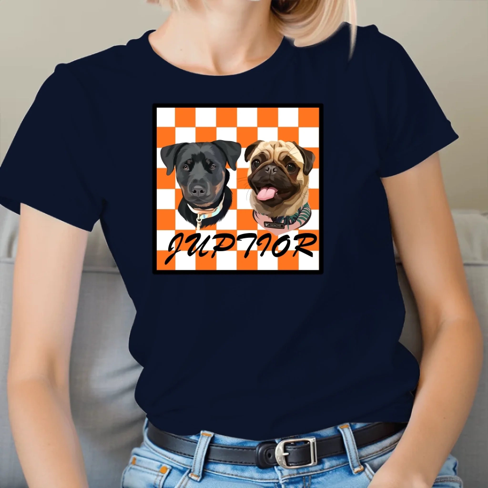 Personalized Checkered Pet Photo Tee Shirt Secondary image