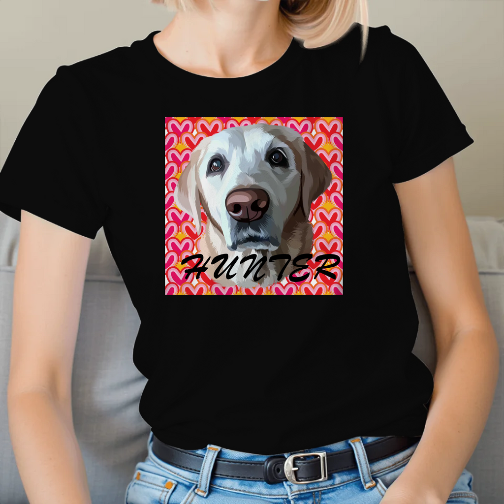 Custom Pet Print Heart Background Unisex T-Shirt