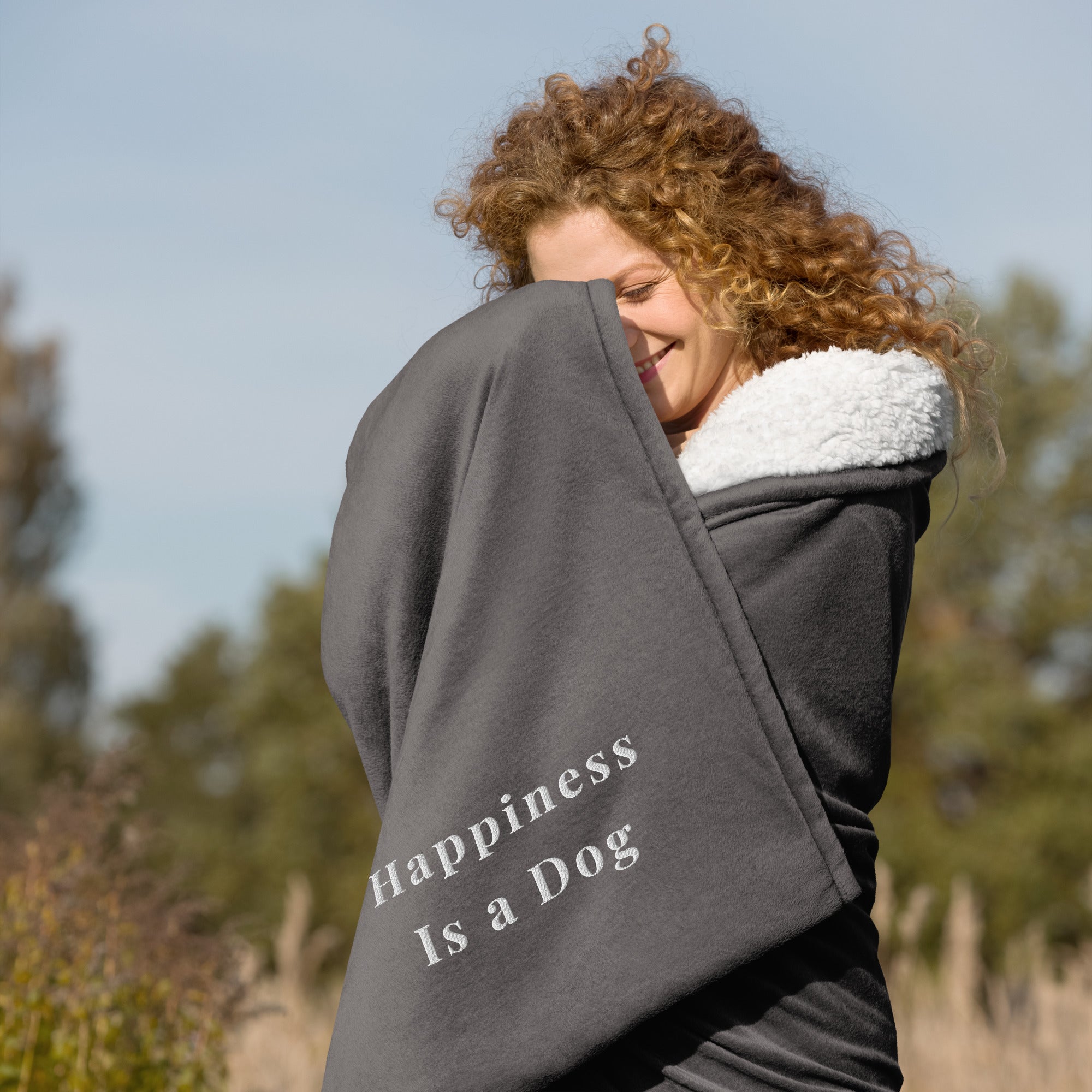 Happiness Is Dog Premium Sherpa Blanket Secondary image