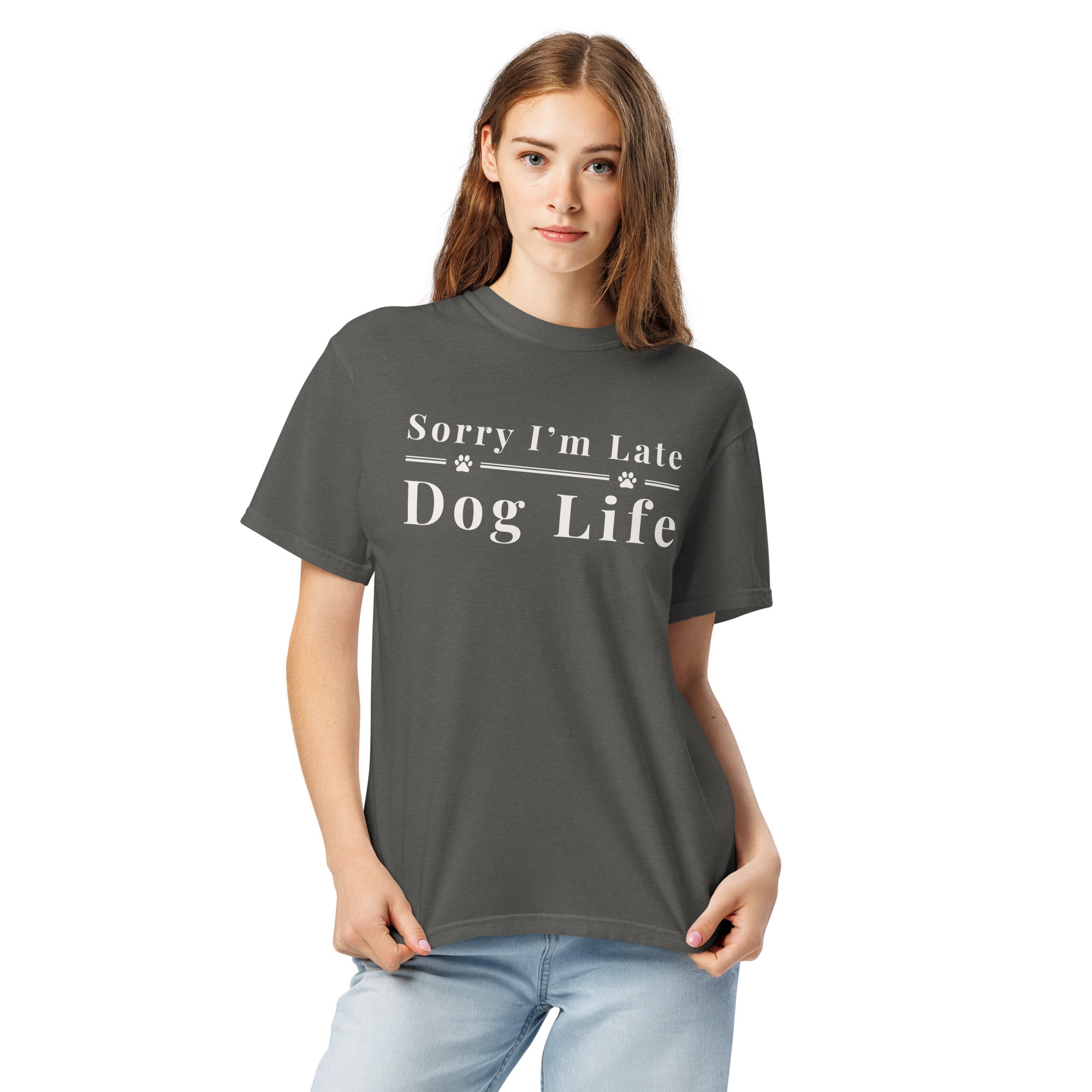 Sorry I’m Late Dog Life Unisex Heavyweight T-shirt Secondary image